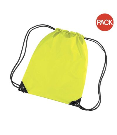 Lot de 2  Sac de gym 11 litres taille unique jaune fluo Bagbase