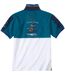 Men's White & Blue Stretchy Piqué Polo Shirt 