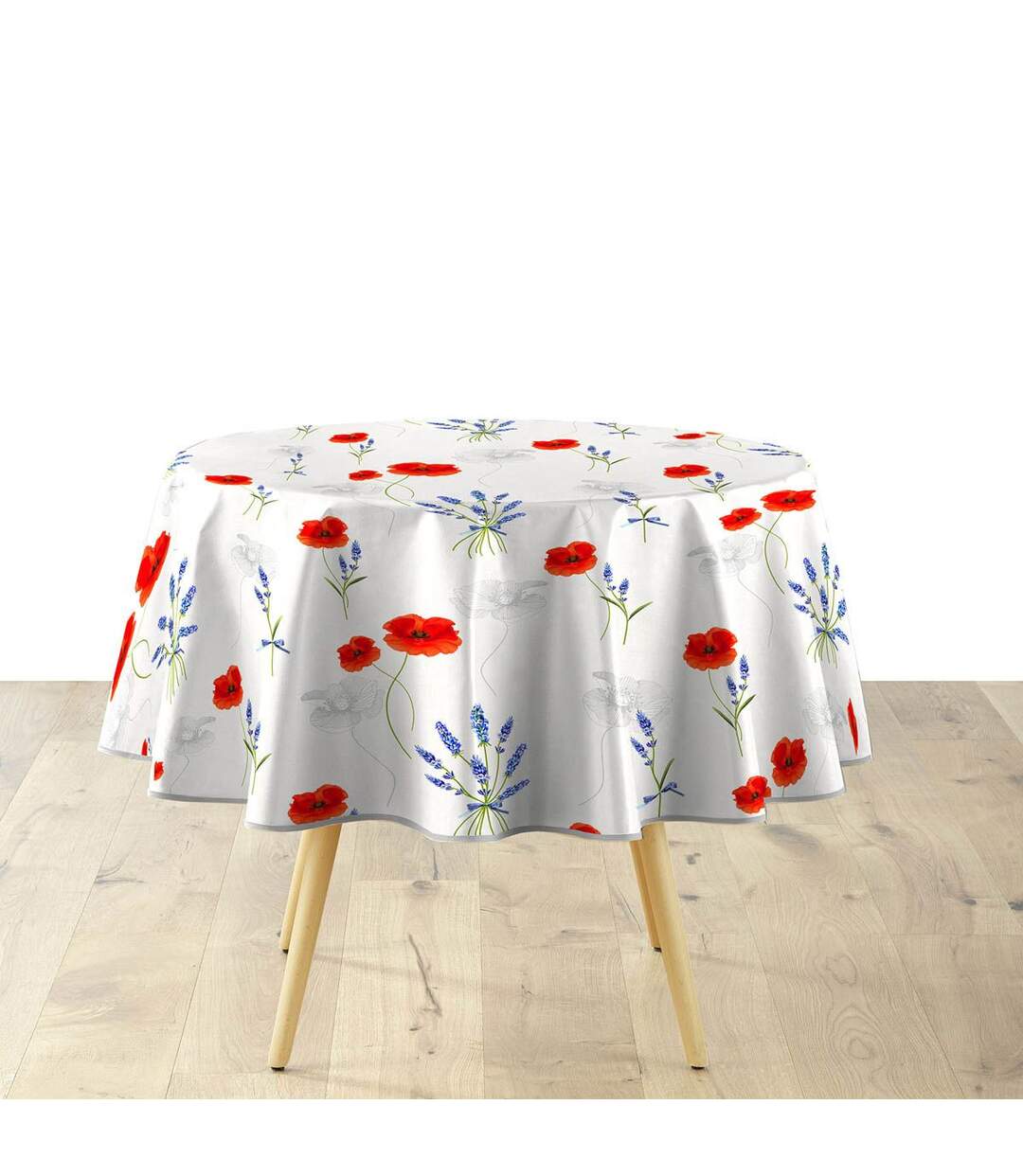Nappe Ronde Imprimé Sisteron 160cm Blanc-1