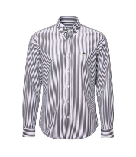 Mens Striped Regular Long-sleeved Shirt White Navy Lacoste