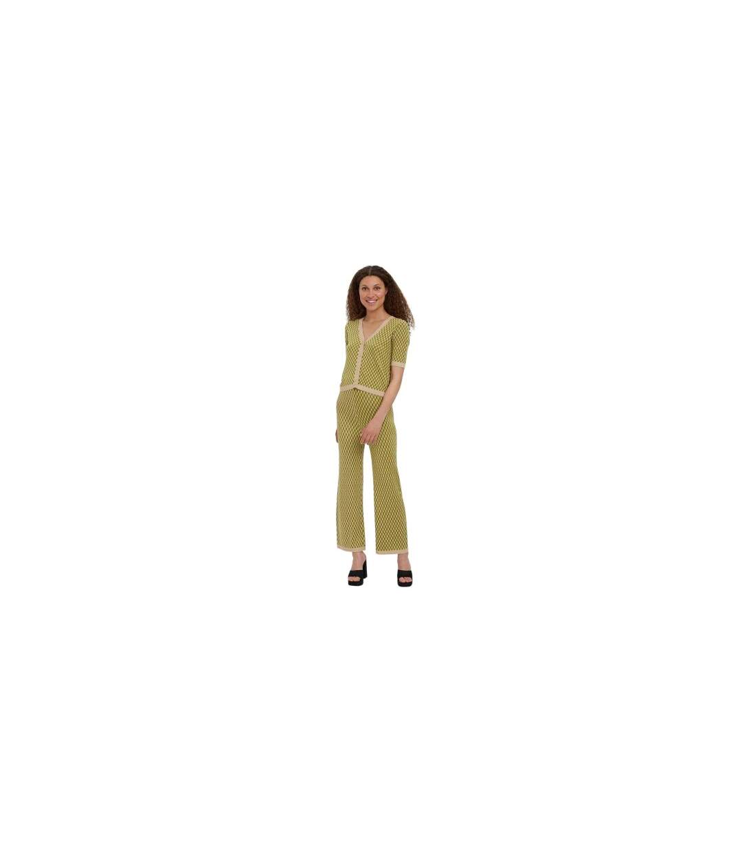 Womens/ladies Urina Ribbed Geometric High Waist Trousers Woodbine Vero Moda-1