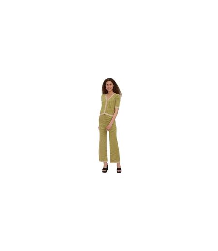 Womens/ladies Urina Ribbed Geometric High Waist Trousers Woodbine Vero Moda