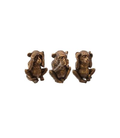 Lot de 3 Statuettes Déco Singe Sagesse 17cm Or