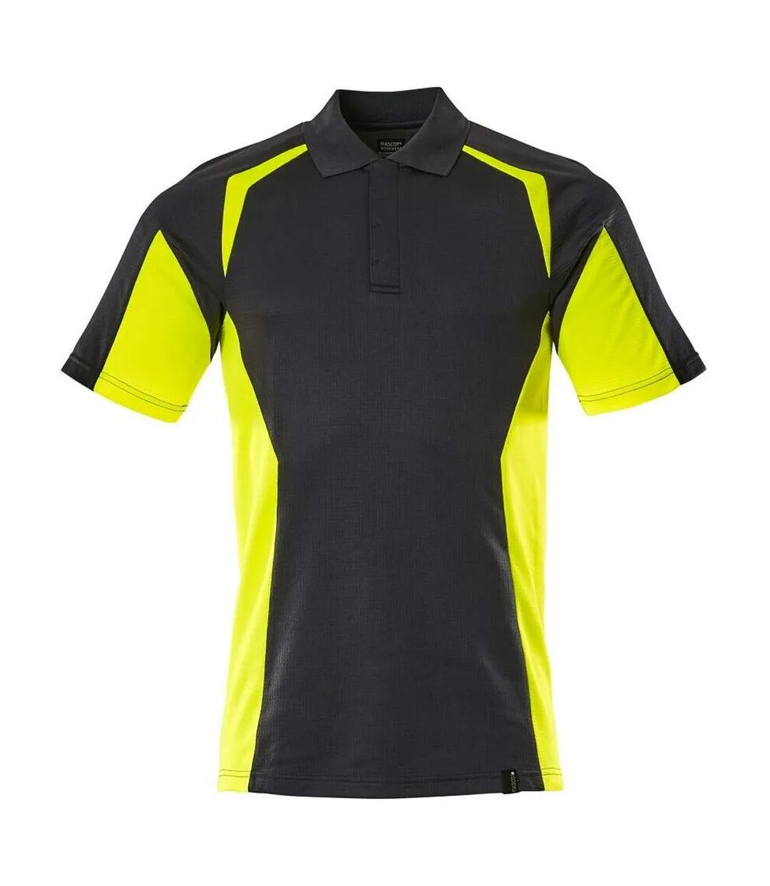 Mens Accelerate Safe Hi-vis Polo Shirt Black Yellow Mascot-1