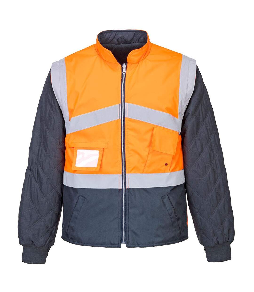 Mens 2 in 1 hi-vis jacket orange/navy Portwest-1