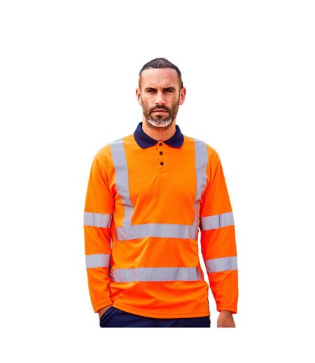 PRORTX Polo à manches longues pour hommes (Hi Vis Orange/Navy) - UTRW9269