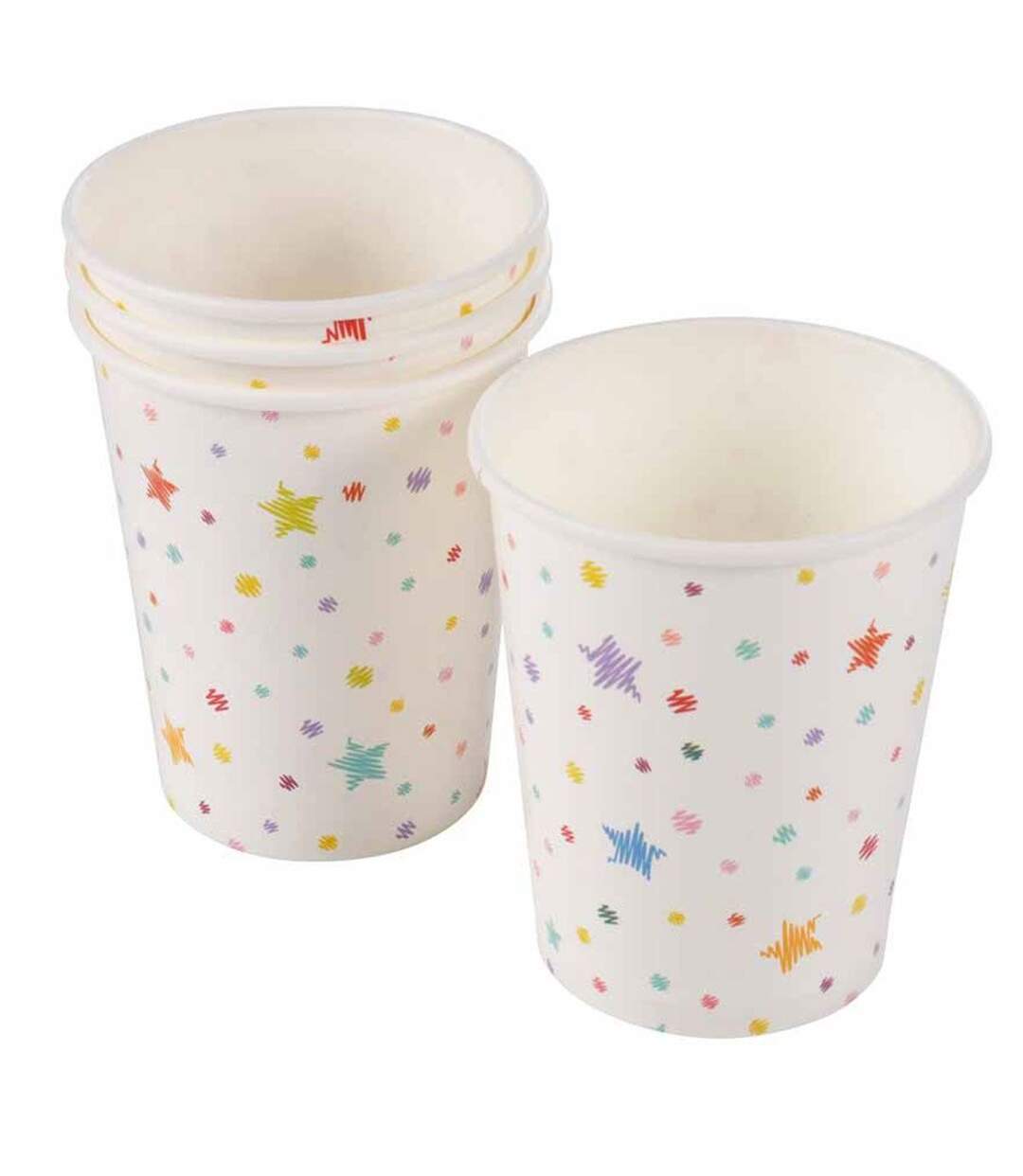 Lot de 6 Gobelets en Papier Anniversaire Coloré 25cl Blanc-1