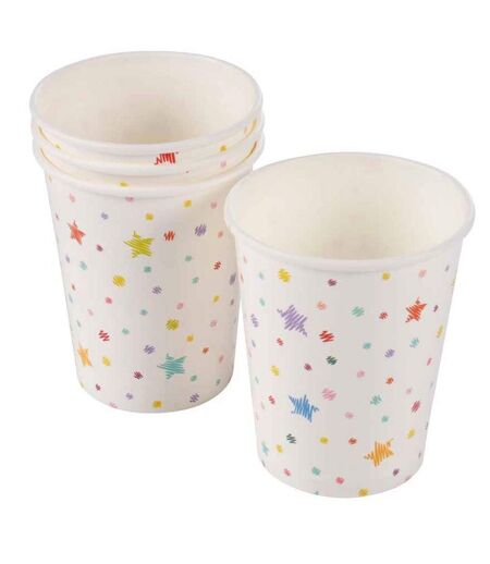 Lot de 6 Gobelets en Papier Anniversaire Coloré 25cl Blanc