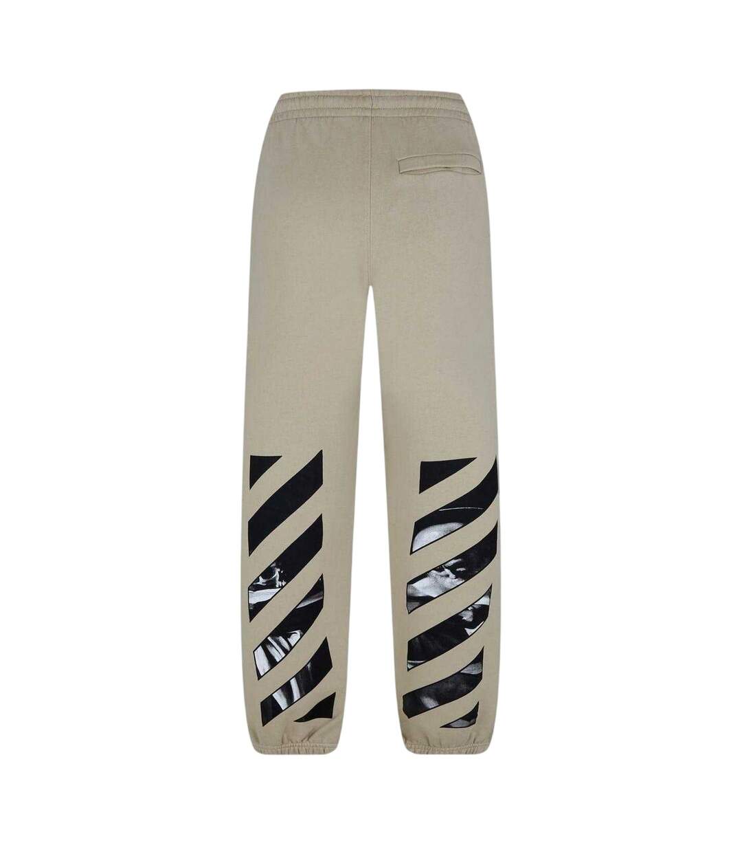 Mens Diagonal Jogging Bottoms Dark Sand Off White-3