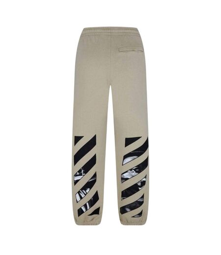 Mens Diagonal Jogging Bottoms Dark Sand Off White