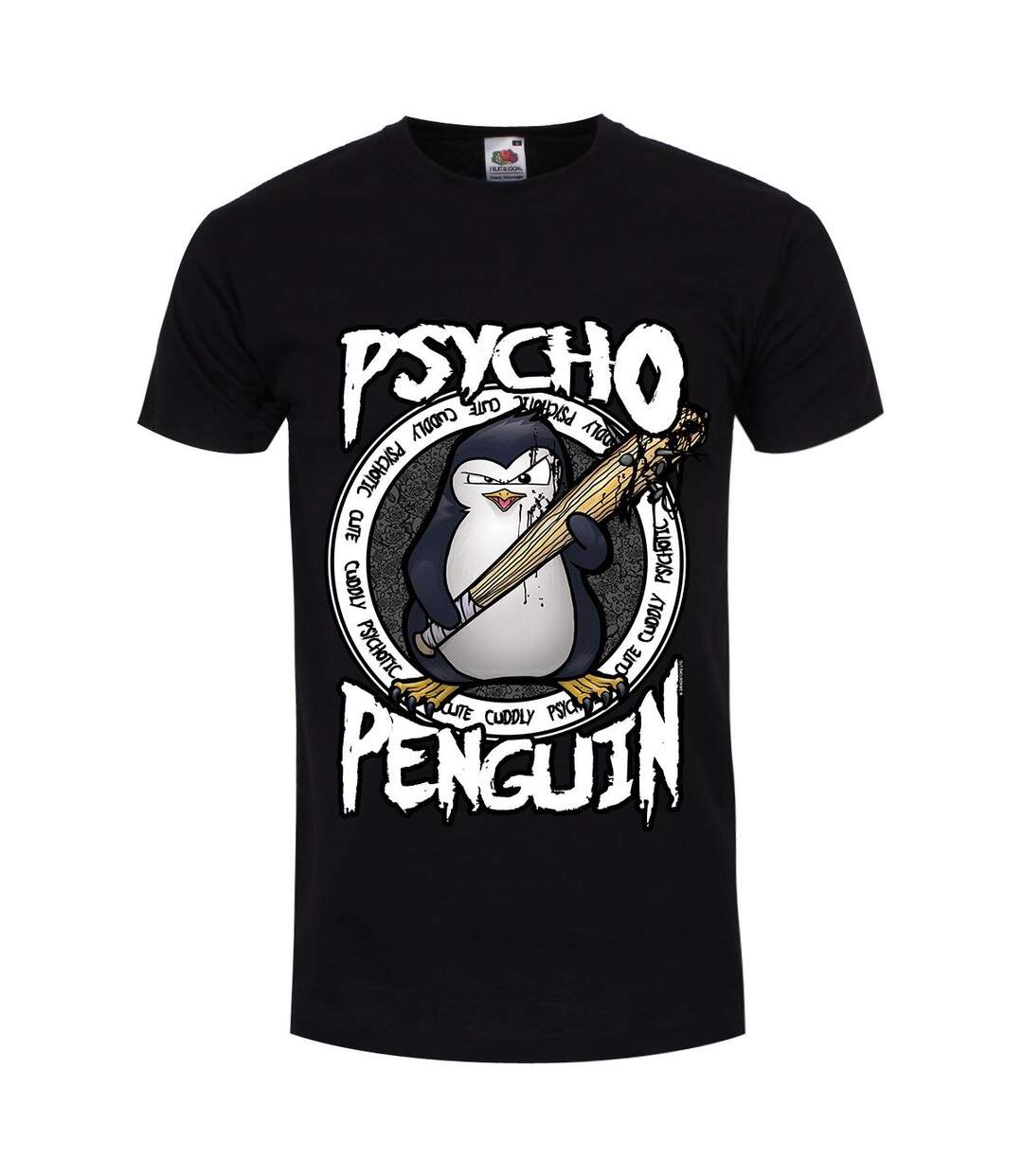 Psycho Penguin Mens Cute Cuddly & Psychotic T-Shirt (Noir / blanc) - UTGR2770-1