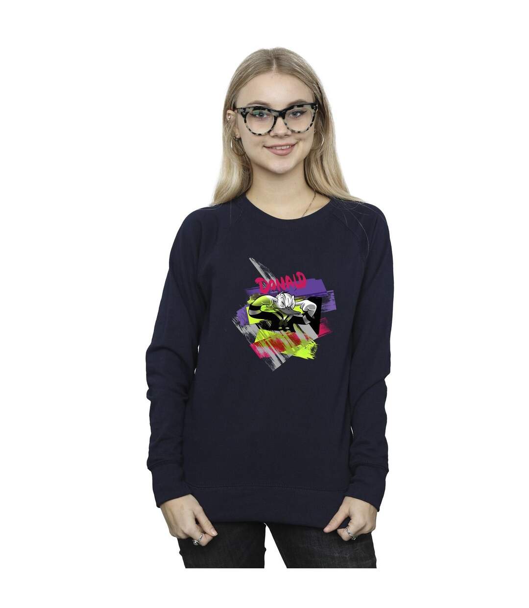 Disney Femmes/Les femmes Donald Duck Ear Plug Bright Sweatshirt (Bleu marine) - UTBI28782-2