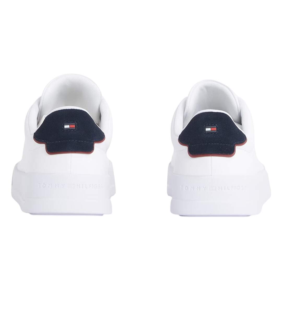 Mens Pebble Grain Court Leather Trainers White Navy Tommy Hilfiger-2