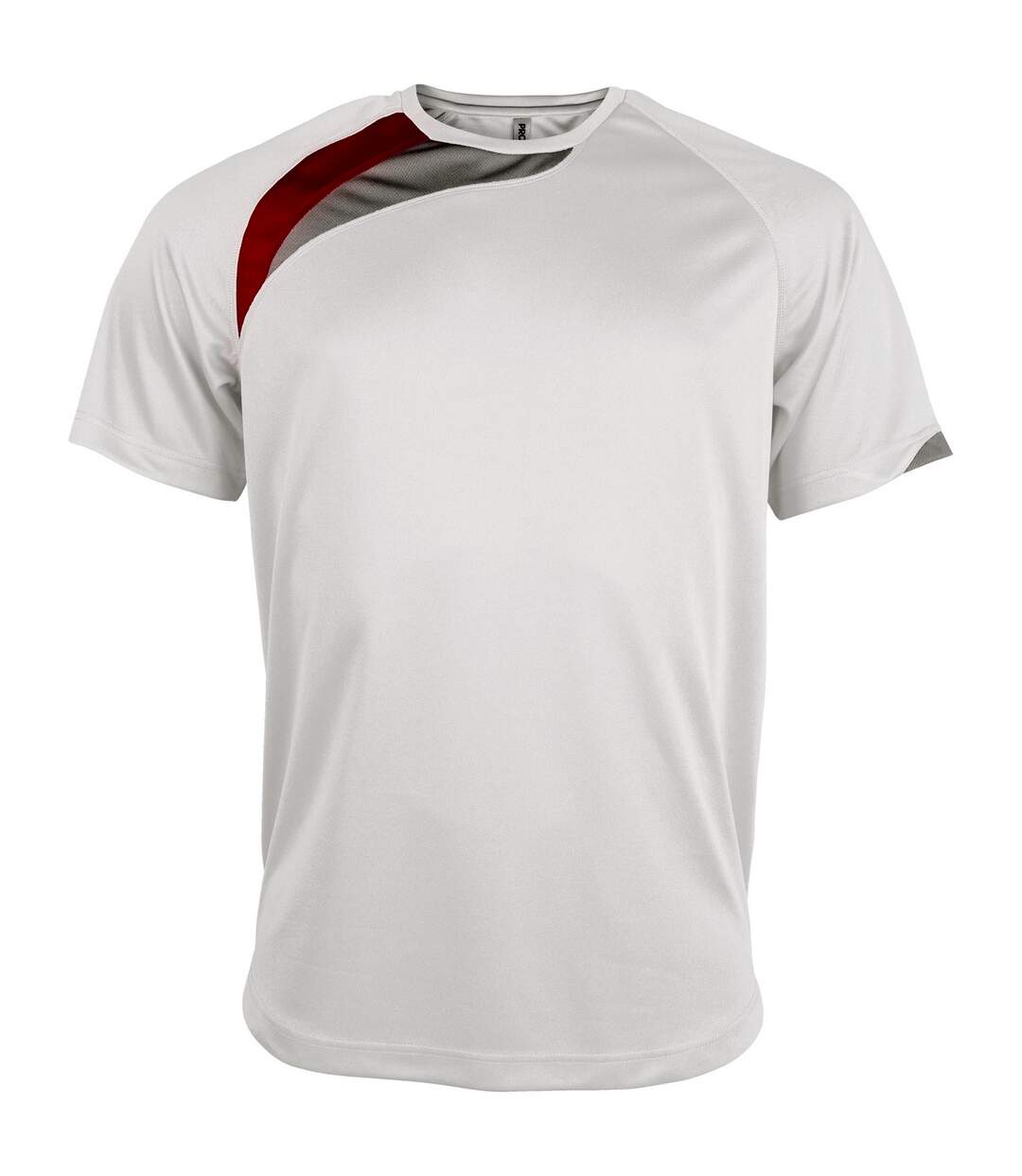 T-shirt sport à manches courtes homme blanc/rouge/gris Kariban Proact-1