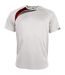 Kariban Proact Mens Short Sleeve Crew Neck Sports T-Shirt (White/ Red/ Storm Grey)
