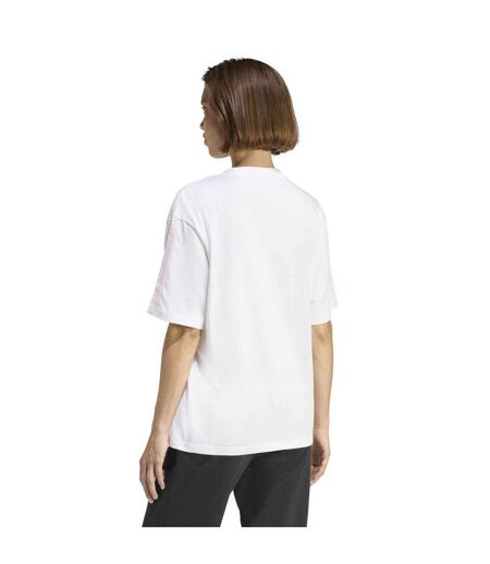 T-shirt Motif/style 3 Rayures Essentials Femme Blanc Rose Adidas