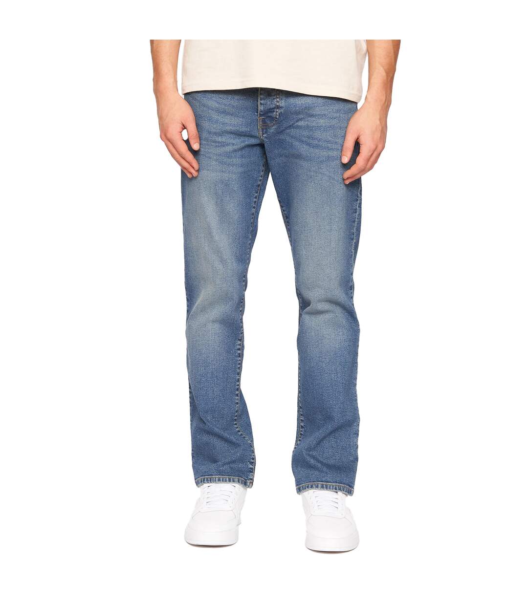Jean Princed Homme Délavé À La Pierre Ponce Crosshatch-2