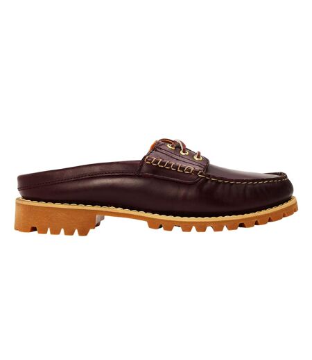 Mens Vibram Leather Moc Toe Mules Burgundy Timberland