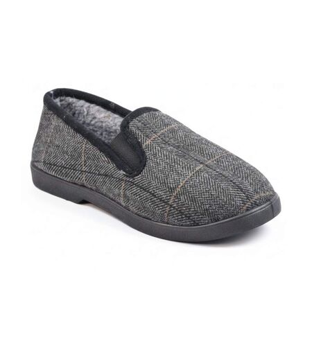 OZABI Charentaises Homme Fourrées Carreaux et Chevrons, Semelle Antidérapante