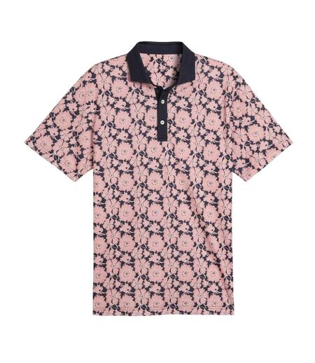 Mens Fields Flower Pique Performance Polo Shirt Peach Blue Puma