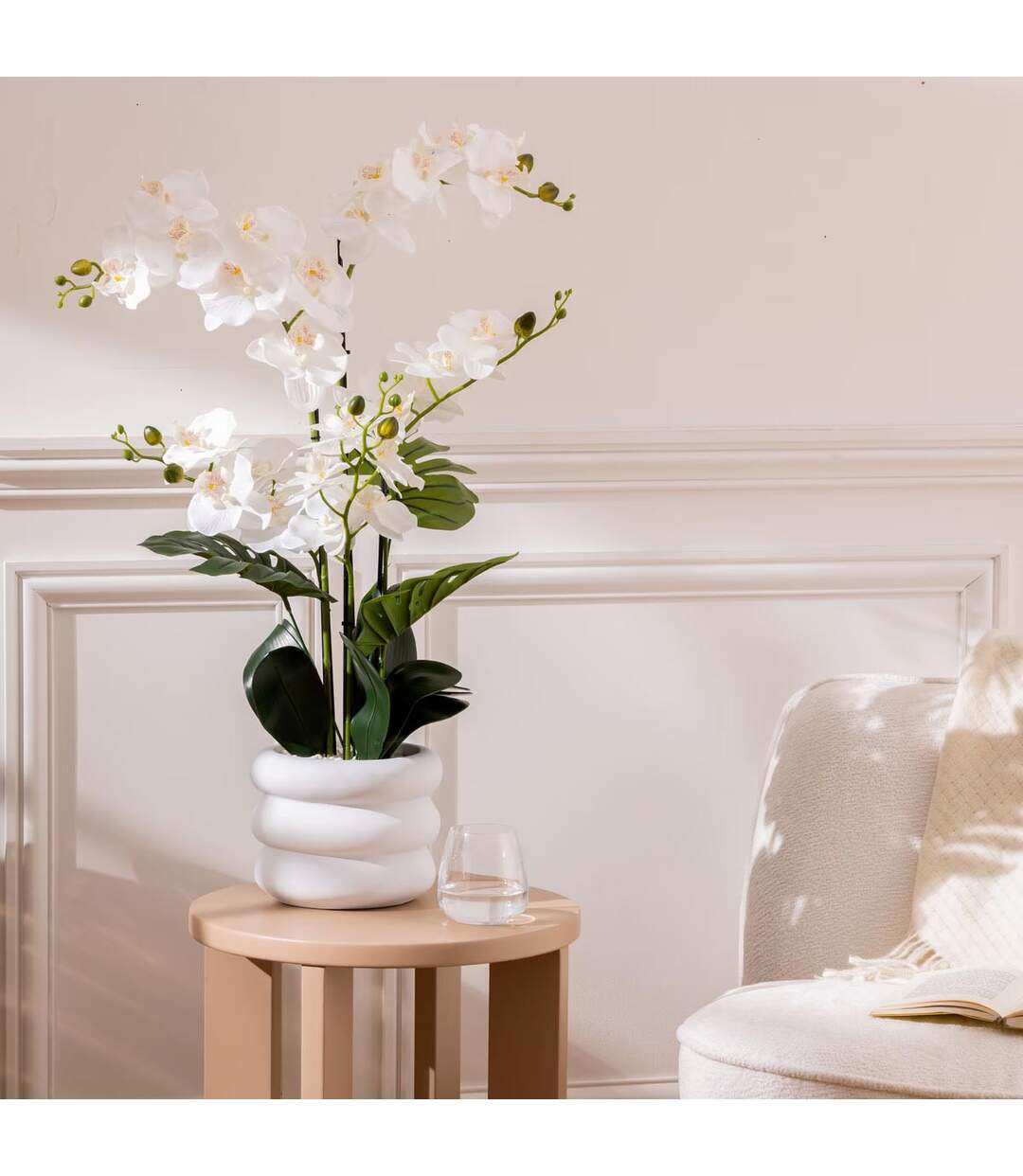 Orchidée Artificielle en Pot Mick 80cm Blanc-5