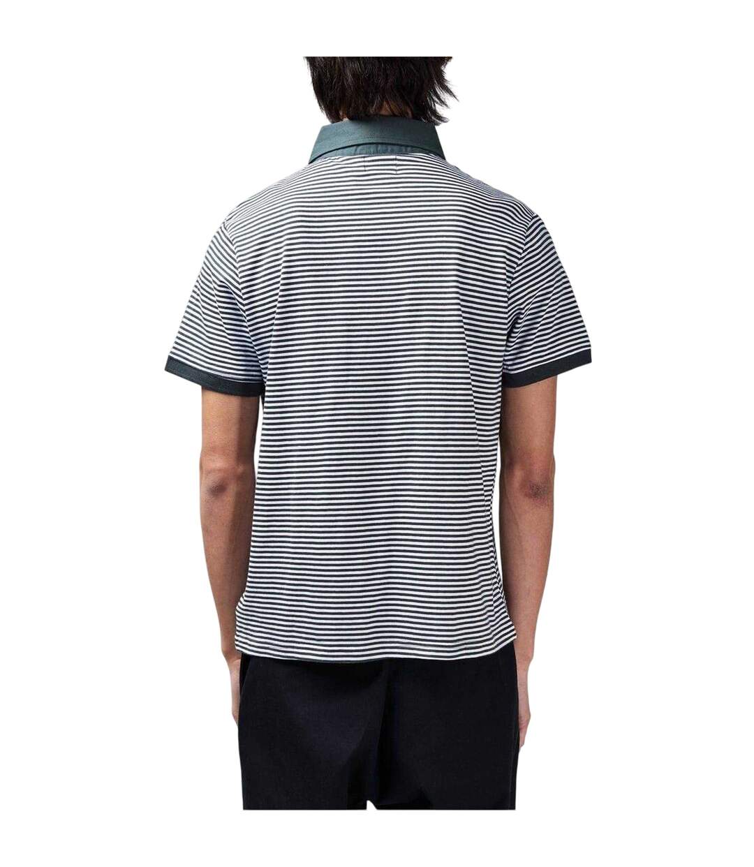 Mens Stripe Polo Shirt Charcoal White Lee Cooper-2