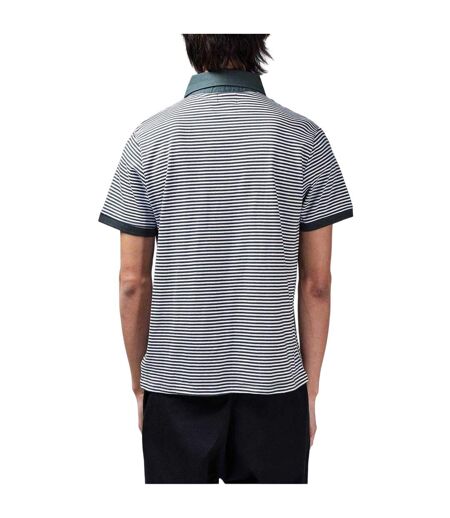 Mens Stripe Polo Shirt Charcoal White Lee Cooper