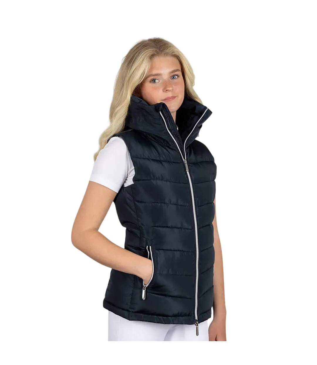 Womens/ladies Melrose Quilted Jacket Navy Coldstream-3