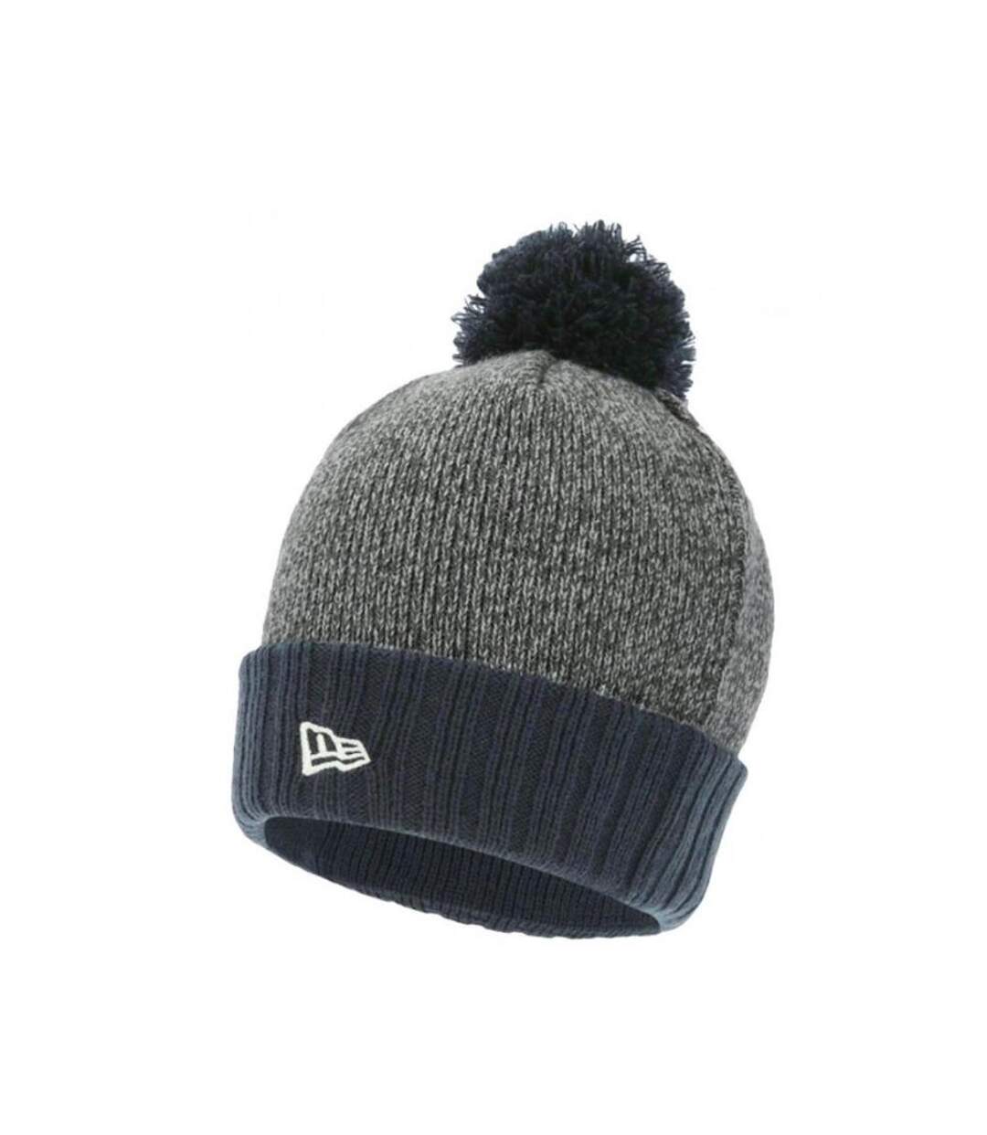 Knitted Pom Pom Beanie Grey Navy New Era-1