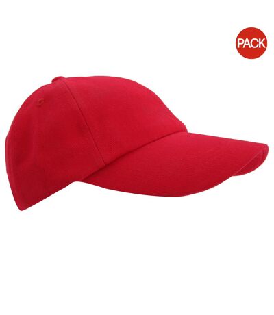 Lot de 2  casquettes unies adulte rouge Result