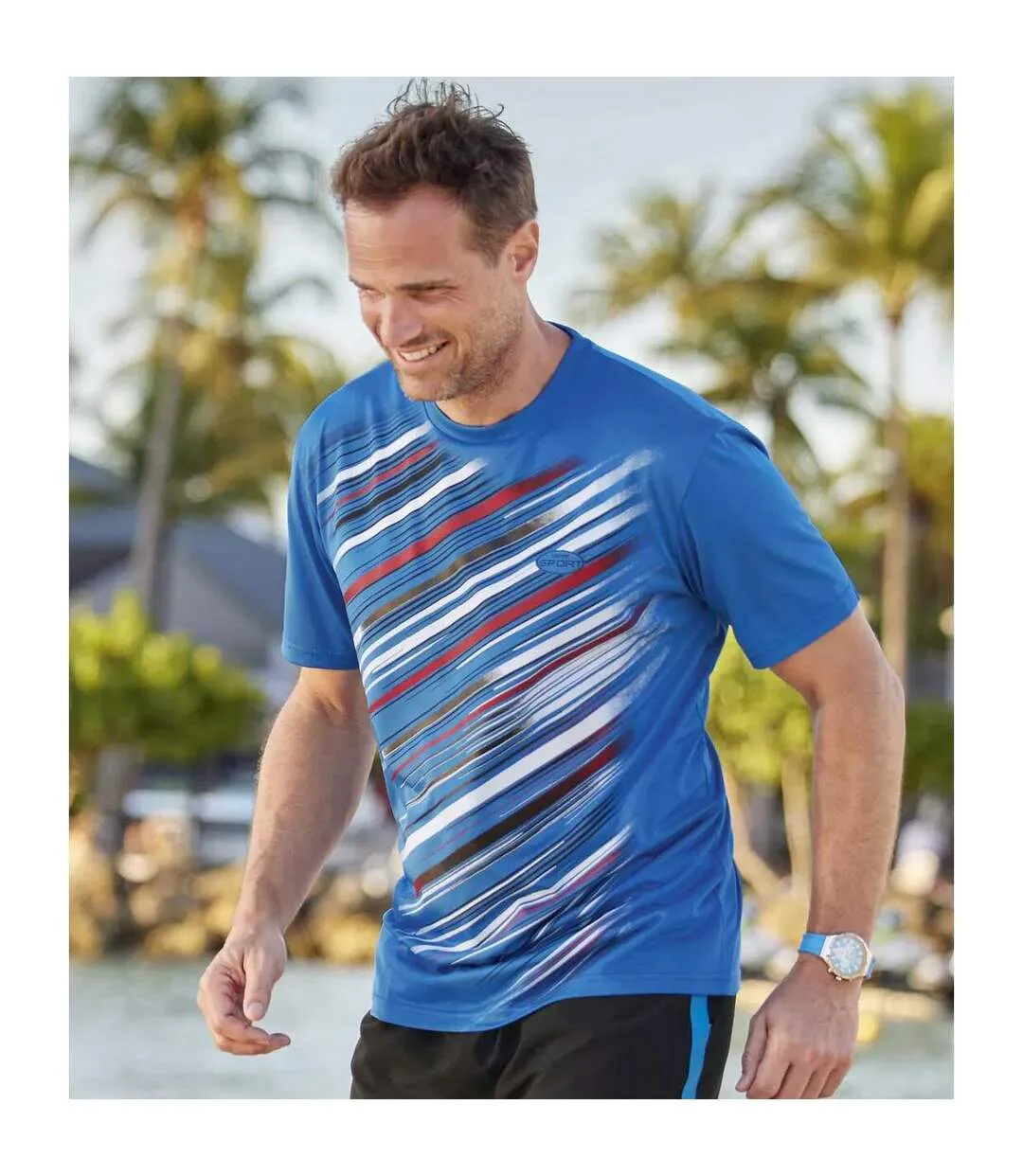 Atlas For Men Mens Sports T-Shirt (Pack of 3) (White/Red/Blue) - UTAF107-3