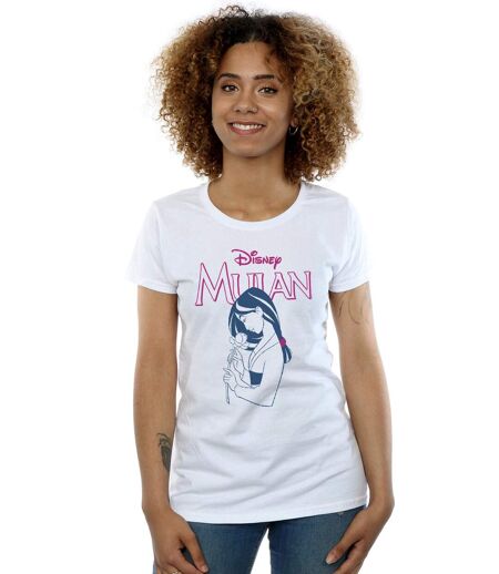 Disney Femme/Les femmes Mulan Magnolia Line Cotton T-Shirt (Blanc) - UTBI16092