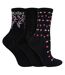 3 Pairs Ladies Floral Pattern Socks - Soft Cotton Rich Everyday Socks-2