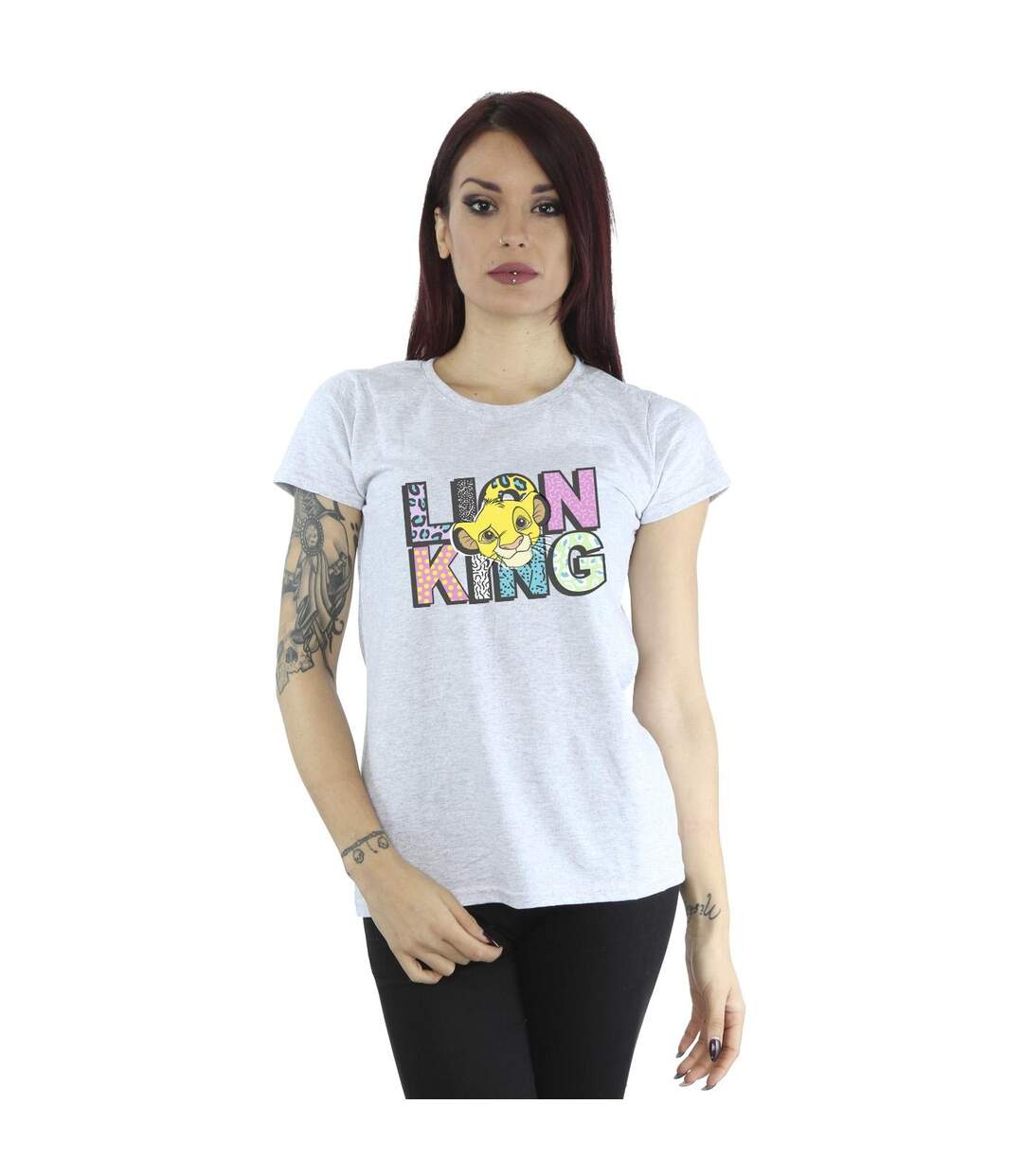 Disney T-shirt en coton avec logo à motif du Roi Lion - Femme/Ladies (Gris sportif) - UTBI25284-2