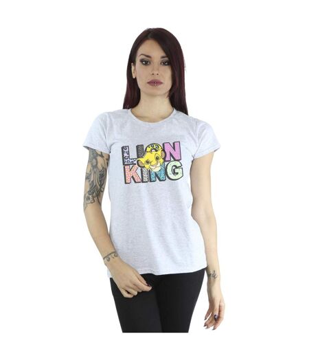 Disney T-shirt en coton avec logo à motif du Roi Lion - Femme/Ladies (Gris sportif) - UTBI25284