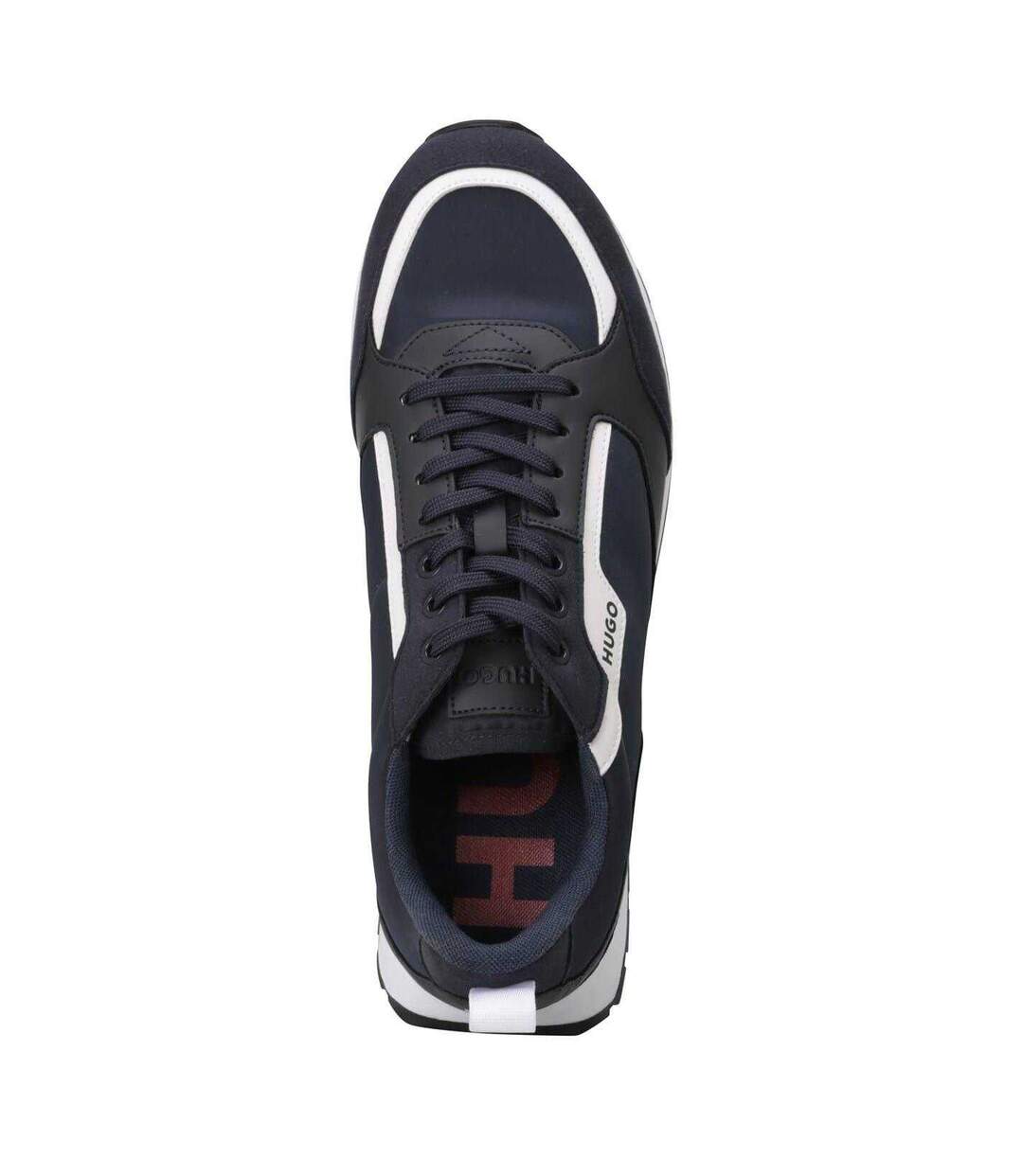 Mens Icelin Leather Trainers Navy Hugo-4