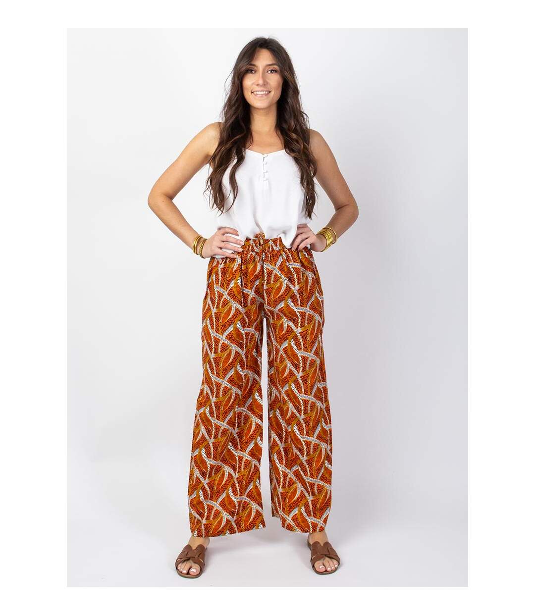 Pantalon femme ethnique MILLY orange Coton Du Monde-2