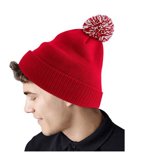 Bonnet snowstar rouge / blanc Beechfield