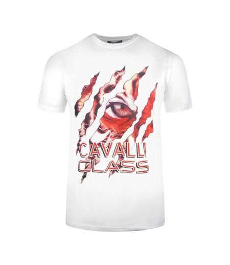 Unisex Adult Peeking Tiger T-shirt White Cavalli Class