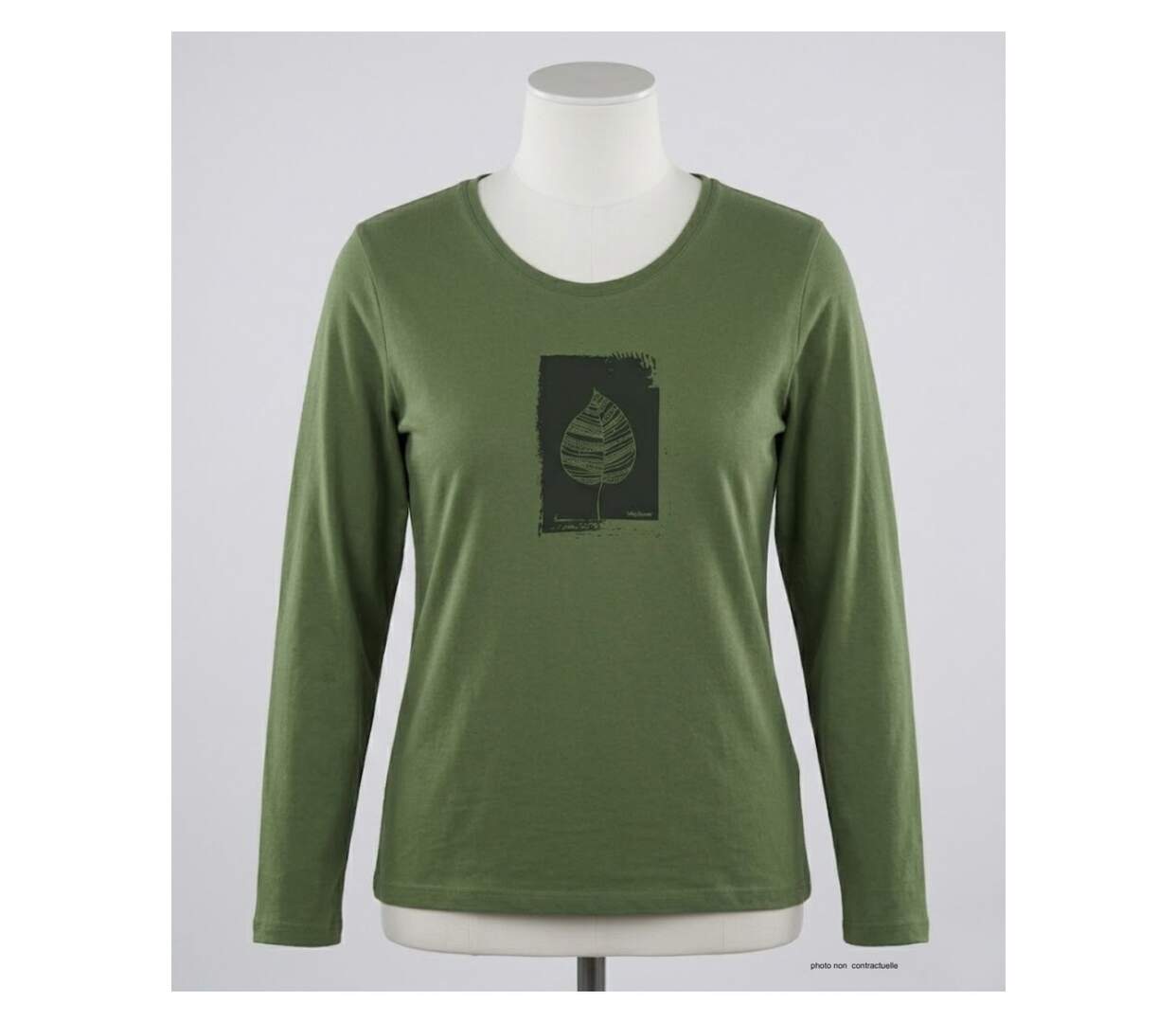 MAYFLOWER NIKKI4 : Tee-shirt manches longues olive en coton pour un style naturel-3