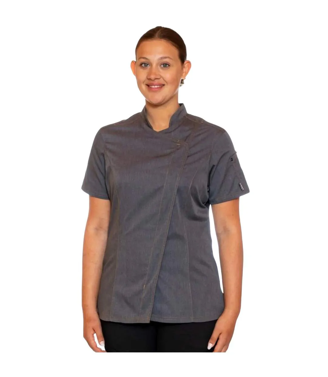 Womens/ladies Asymmetric Chef Jacket Grey Le Chef-1