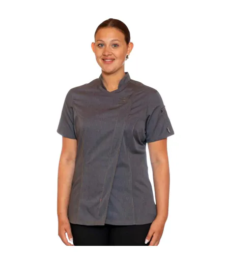 Womens/ladies Asymmetric Chef Jacket Grey Le Chef