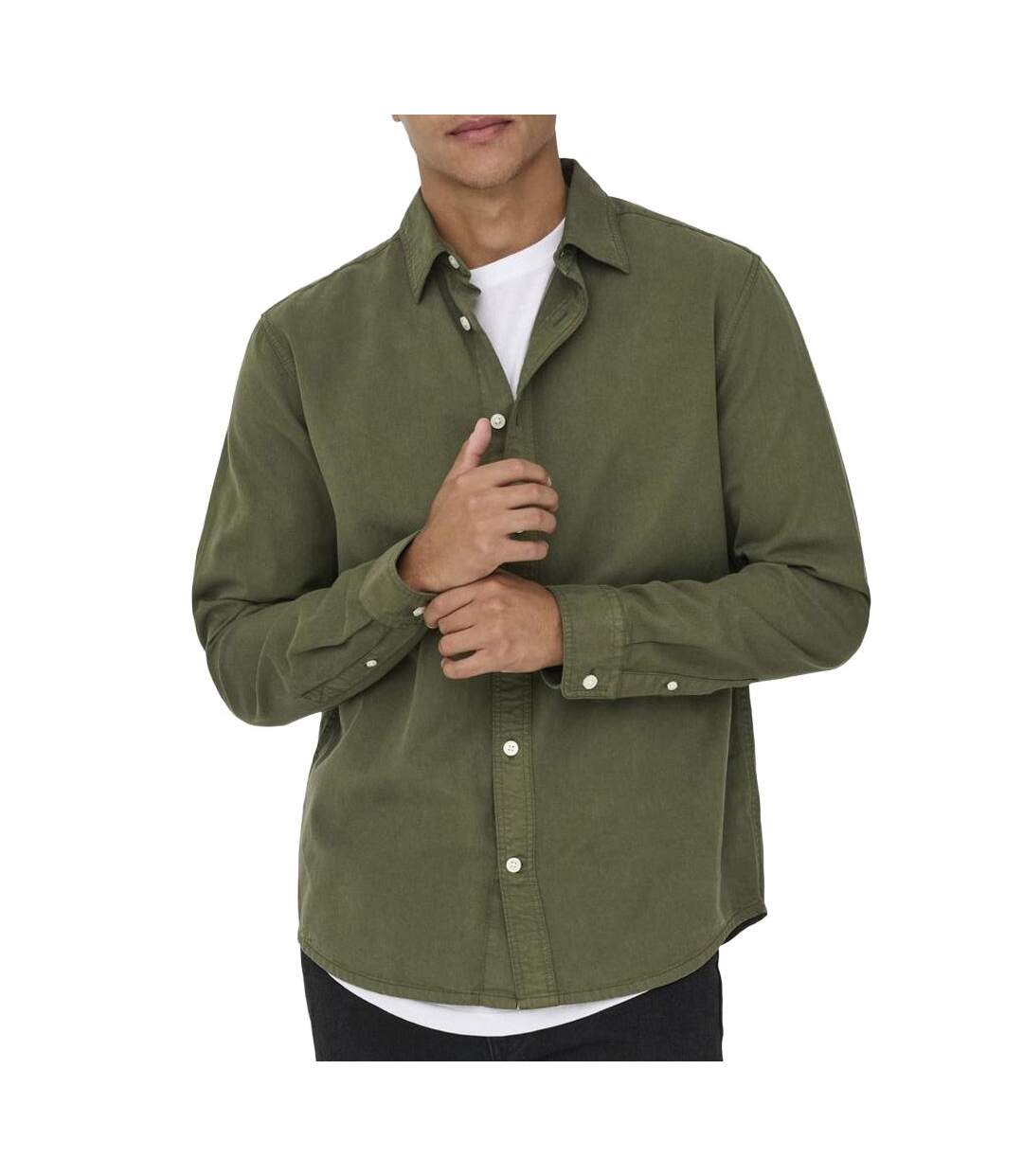 Chemise kaki homme only & sons sotto-1