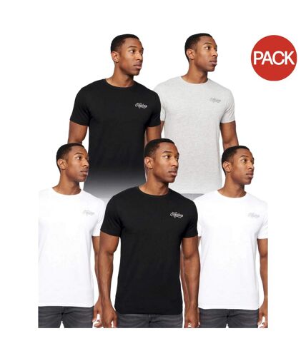 Pack of 5  Mens script t-shirt  white/grey/black Henleys