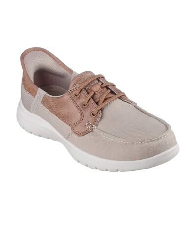 Womens/ladies On The Go Flex Palmilla Boat Shoes Taupe Skechers