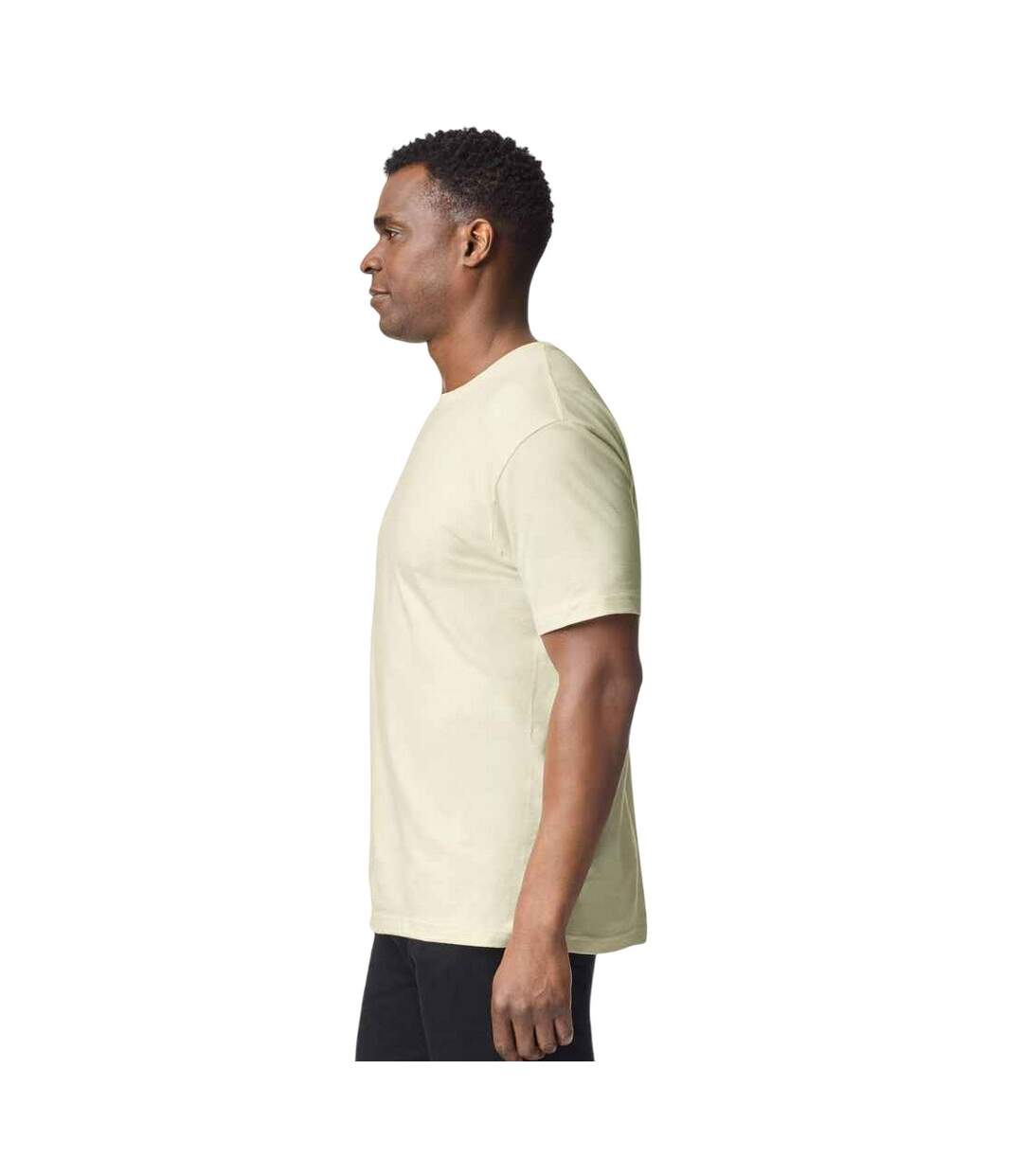 T-shirt Manches Courtes Homme Blanc Cassé Gildan-3