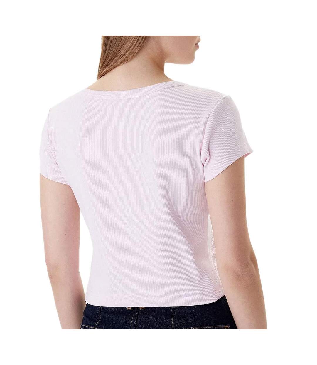 T-Shirt rose poudré femme calvin klein label 2x2-2