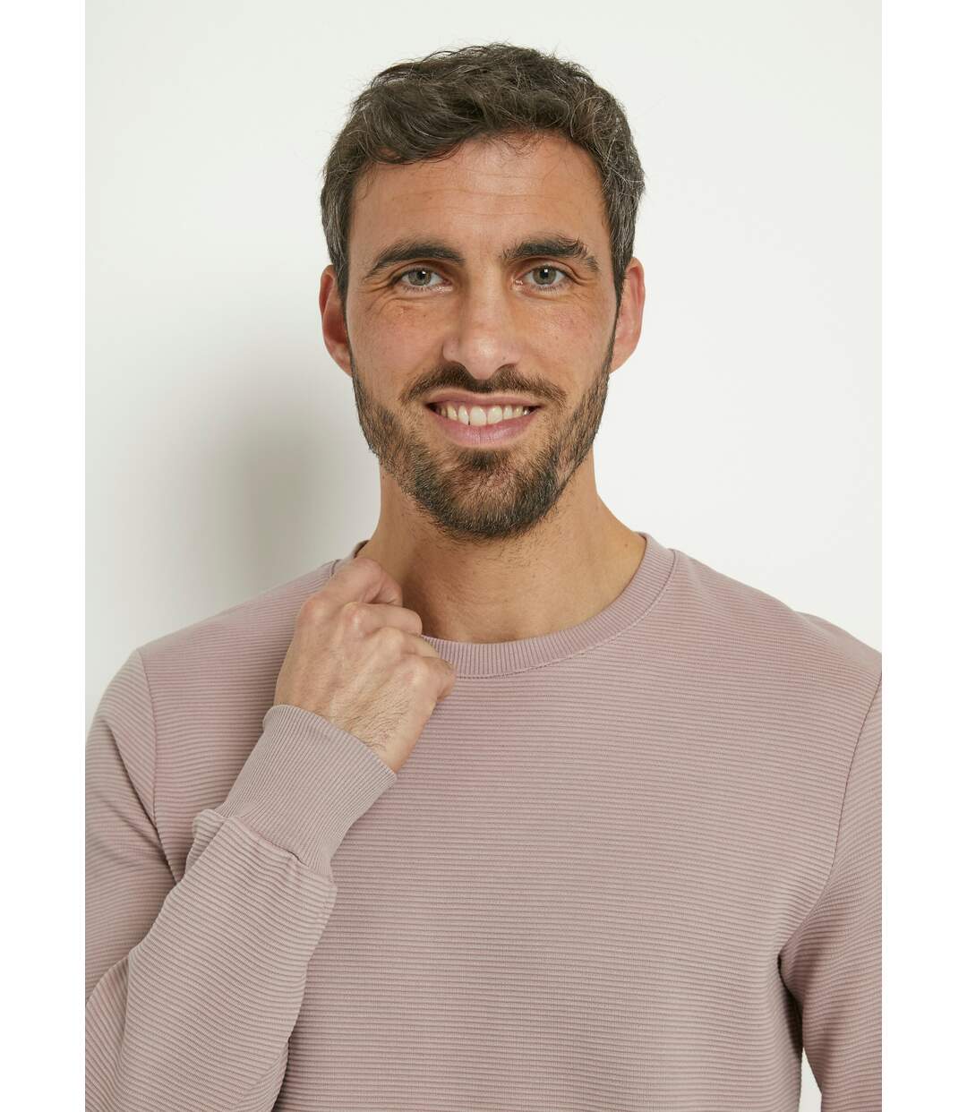Sweat texturé col rond manches longues-4