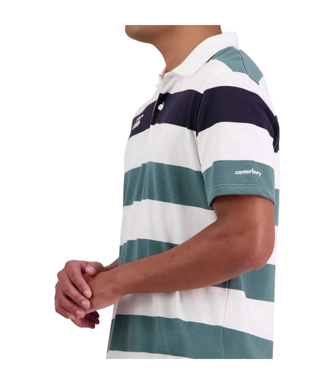 Mens Stripe Polo Shirt Bright White Canterbury-4