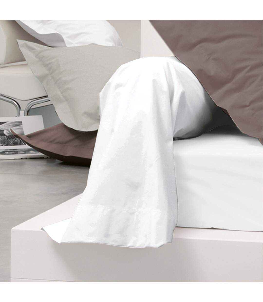 Taie de traversin uni pur percale PRIMO-2